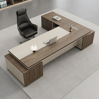 Escritorio Ejecutivo Modular de Madera en Forma de L, Grande y Moderno, con Dos Gabinetes, Personalizado
