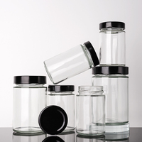 Vente en gros de contenants en verre ronds vides pour aliments, pour cornichons, miel, confiture, gelée, beurre de cacahuètes, sauce salsa, avec couvercle