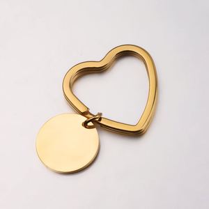 Heart Ring Round Disc Blank Keychain Mirror Polished Stainless Steel Personalize Custom Logo Laser Engrave Charm <b>Metal</b> <b>Key</b> <b>Chain</b> - Product Image 3