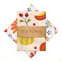 Serviette de cuisine carrée en coton 100% imprimé floral 45x45cm, séchage rapide, écologique, avec logo personnalisé, pour la maison et la cuisine - Vente en gros