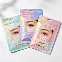 Sachet d'emballage personnalisé en aluminium holographique à trois soudures avec estampage doré pour masque oculaire et cosmétiques, expédition rapide, vente en gros