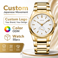 Montre à quartz pour femme, personnalisable avec logo OEM/ODM, cadran en nacre, boîtier en acrylique de luxe 44 mm, bracelet en acier inoxydable 22 mm