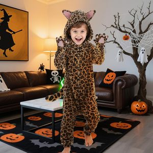 YUIQPKJX Disfraz de Leopardo para Niños, Pijama de Disfraces para Halloween, Carnaval, Cosplay, para Niños y Niñas, Unisex, Transpirable, de Poliéster Estampado - Product Image 6