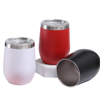 Gobelet à vin isotherme réutilisable en acier inoxydable à double paroi de 12 oz, personnalisé en usine, avec couvercle