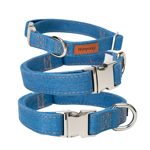 HanYang-Conjunto de Correa y Collar Jean Personalizado con Pajarita de Flores, Collar Floral Ajustable con Hebilla de Metal <span class=keywords><strong>para</strong></span> Perro Femenino - Product Image 3