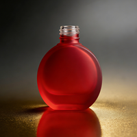 Ensemble de flacons en verre sphériques bombés et givrés rouge vif de 30 ml pour huiles et sérums corporels – Vente en gros de luxe