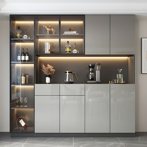 Sang trọng hiện đại nhà bếp phòng ăn Tường tự chọn hiển thị tủ đựng thức ăn lưu trữ tủ phòng khách màu xám cao bóng gỗ <span class=keywords><strong>sideboard</strong></span> - Product Image 1