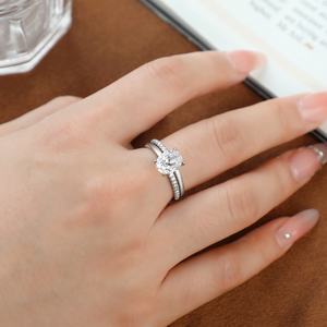 Custom Women's 925 Sterling Silver Rhodium Plated Trendy Eternity Band <b>Fine</b> <b>Ring</b> Set Cubic Zirconia Moissanite Wedding Party - Product Image 5