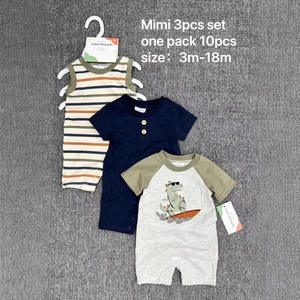 Paquete de <span class=keywords><strong>3</strong></span> Mamelucos de Verano de Manga Corta 3M/6M/9M/12M/18 Meses Mamelucos de Manga Corta y Sin Mangas - Product Image 6
