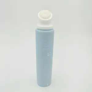Tube de crème pour le visage rond laminé cosmétique 120ml avec tête de brosse en silicone transparent sur le capuchon