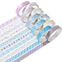 Ensemble de ruban adhésif washi décoratif pour journal en feuille d'or, ruban adhésif washi adhésif simple face, autocollants pour les filles à la mode, utilisation au bureau