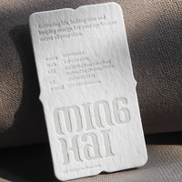 Vente en Gros Nouveaux Matériaux Cartes de Visite Gaufrées 3D en Papier Coton Personnalisées avec Relief