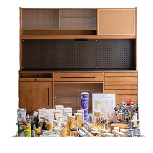 Cherry Wood Integrated Sideboard Solid Wood <b>Tall</b> Cabinet Modern <b>Storage</b> Cabinet For Living Room And Dining Space - Product Image 3