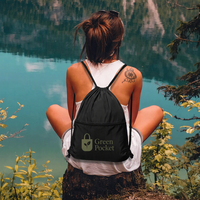 Sac à dos à cordon personnalisé avec logo, imperméable, en polyester 210D, pour le sport, le fitness, les voyages, la gym, l'école, unisexe, avec poche avant zippée, OEM ODM