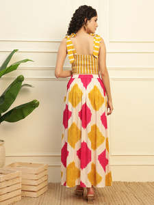 Conjunto de Top y Falda de Rayón Liso y Geométrico hasta el Tobillo para Mujer, Estilo Vestido Occidental Elegante - Product Image 5