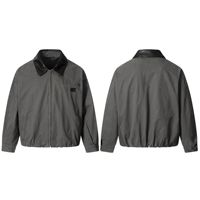 Veste en cuir pour homme sur mesure 11KN, veste de travail, veste en cuir PU, col contrasté, ourlet élastique, streetwear, vente en gros