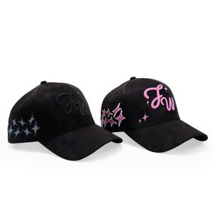 Casquettes de baseball de haute qualité à 5 panneaux en daim avec broderie personnalisée en points de chaînette, logo 3D et strass brillants - Product Image 1
