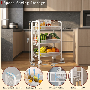 Carrito de Almacenamiento Metálico Flexible de 4 Niveles con Ruedas para Organización en Cocina, Baño, Dormitorio y Sala de Estar - Product Image 3