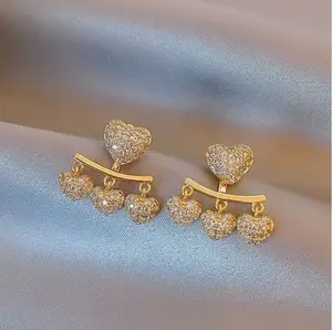 Hot Selling Geometric Rhinestone Crystal Dangle Earrings Heart Earrings for Women Girls
