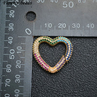 Résultats de bijoux populaires Anti-décoloration Zircon arc-en-ciel CZ strass étoile cœur forme ovale collier pendentif fermoirs de printemps