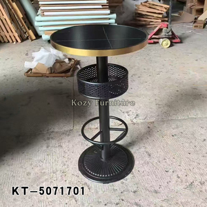 Muebles comerciales modernos Retro de alta calidad, mesa de barra con Base de hierro con parte superior de piedra sinterizada redonda para Cocina, Restaurante, cafetería, Club, <span class=keywords><strong>Bar</strong></span> - Product Image 1