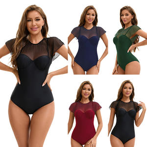 Traje de baño de talla grande ecológico con diseño de espalda recortada con estampado de patrón sólido para mujer europea americana Sexy - Product Image 1
