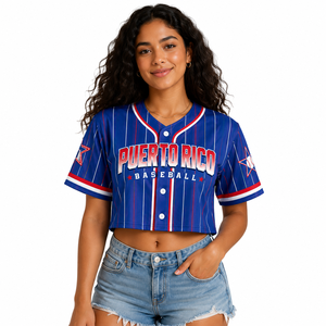 Camiseta de Béisbol de Puerto Rico Personalizada con Nombre y Número del Equipo, Ropa Deportiva Tropical con Botones, Spandex/Poliéster, Corta y Transpirable - Product Image 2