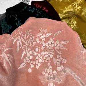 Burn out Imitation Acetic acid fabric Polyester Spandex Stretch Ks Korean Shiny Silk Velvet For Middle East Abaya