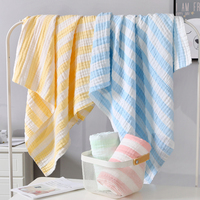 Serviette de bain pour bébé en gaze 100% coton à 6 couches, couverture en mousseline rayée, ultra douce, absorbante, respirante, enveloppement de bain pour nouveau-né