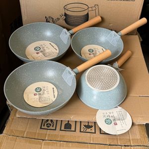 Padella Antiaderente in Alluminio Smaltato per Alimenti, Kit Padella Profonda per Frittura, Padella con Rivestimento Ceramico Antiaderente, Pentola Giapponese per Fornelli - Product Image 2