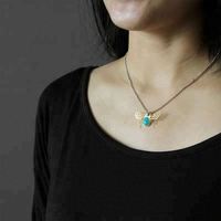 Pendentifs de bijouterie fine avec plaqué or 18 carats, argent sterling 925, abeille, pierre précieuse amazonite naturelle pour femmes