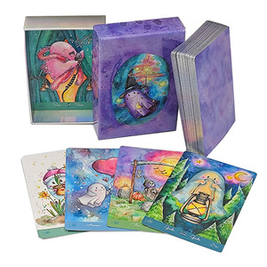 Cartas de <span class=keywords><strong>Tarot</strong></span> con bordes de lámina holográfica de láser púrpura personalizadas al por mayor, naipes de póquer de oro brillante, papel impreso con logotipo personalizable - Product Image 1