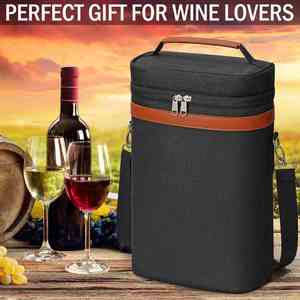 2 Bottle Wine Bag Wine Cooler Carrier Wine Gift Tote Bag Leakproof Insulated Bottle Bags for Travel Beach Dinner Party - Product Image 5