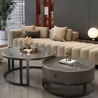 Table d'appoint moderne et luxueuse, accessible aux petits appartements, en ardoise et MDF, avec service à thé et café inclus, pour une utilisation en chambre à coucher