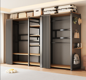 Rak Baju Gantung Logam Modern Multifungsi untuk Kamar Tidur, Perabot Rumah Tangga, Pemasangan Sendiri, Model Terbuka - Product Image 1