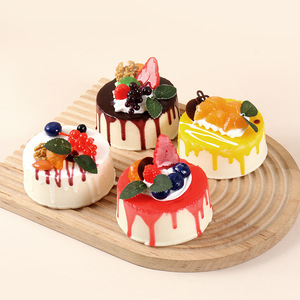 PU quick-<b>rebound</b> realistic birthday cake model, 9.5cm in diameter, realistic mousse cake, squeezeable stress-relieving toy. - Product Image 1