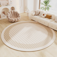 Tapis rond abstrait, tapis décoratif pour le sol, tapis circulaires, tapis antidérapant rayé, tapis beige pour le salon