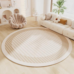 Tappeto Rotondo Astratto, Tappeto Decorativo Circolare, Tappetino Antiscivolo a Strisce, <span class=keywords><strong>Tappeti</strong></span> Beige per Soggiorno - Product Image 1