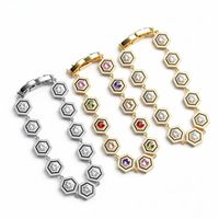 Bracelet à breloques en alliage de cuivre, zircon et strass, forme ronde polyvalente, entièrement serti, pour célébration d'anniversaire