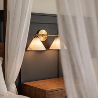 Applique murale LED double tête en albâtre, style antique, lumière dimmable, luxe, garantie 3 ans, pour salon et chambre