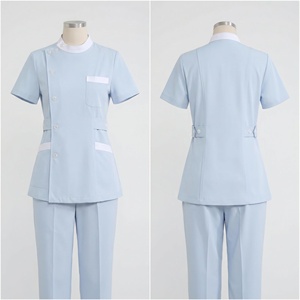 Uniforme d'infirmière bleu clair à manches courtes pour les rondes en salle d'hôpital, centre de maternité, clinique, réception - Product Image 5