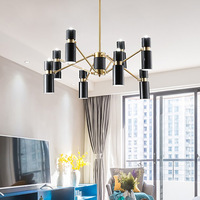 Lustre contemporain en fer noir, luminaires suspendus pour hôtel, lampe de plafond G9 pour restaurant, lampe suspendue pour la maison