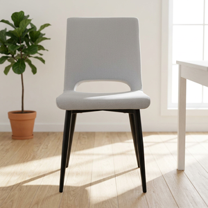 PASCAL Elite Portable Upholstered <b>Dining</b> <b>Chair</b> Ergonomic Cotton Fabric Seat Matte Black Stainless Steel Legs Apartment Villa - Product Image 1