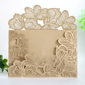 การ์ดเชิญพิเศษ หลายสี ดีไซน์พิเศษ ปรับแต่งการพิมพ์ ตัดด้วยเลเซอร์ สำหรับงานวันเกิด งานแต่งงาน พร้อมซอง - Product Image 1