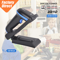 Lecteur de codes-barres 2D CMOS mains libres CE FCC ROHS CB USB filaire Lecteur de codes QR avec support réglable