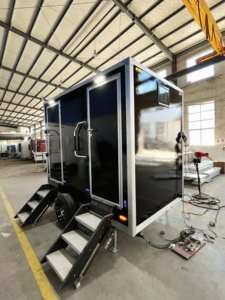 Remolque de Baño Portátil de Lujo Original 2026, Unidad Móvil de Baño Público VIP Negra, Construcción de Acero con Precio Competitivo - Product Image 3