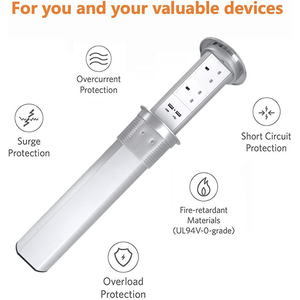 Electric Rise 2 Way <strong>UK</strong> Pop up <strong>Sockets</strong> with Wireless 15W Fast Charging for Kitchen Worktops - Product Image 5