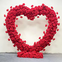 Arche florale rouge, rose et blanche 2M*2M, arche de fleurs artificielle en forme de cœur pour une demande en mariage romantique, décoration de fond