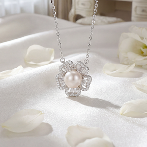 Collar de Plata S925 con Perla de Agua Dulce en Forma de Corazón y Colgante con Circonitas, Joyería Romántica para Mujer - Product Image 3