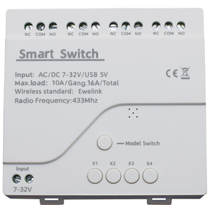G0203 Módulo de interruptor de relé inalámbrico WiFi inteligente de 4 canales 7-32V 4CH Receptor RF Funciona con la aplicación EWeLink - Product Image 1